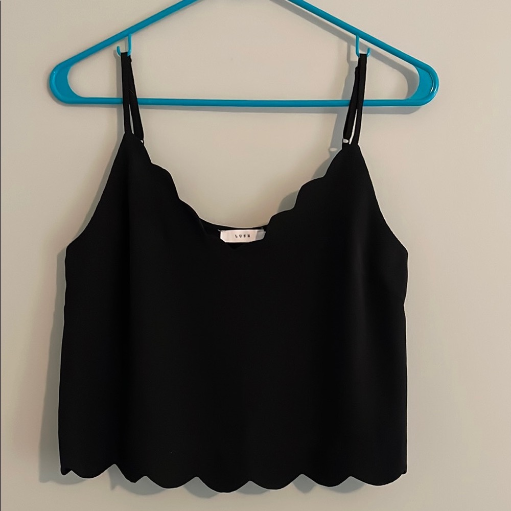 Lush Black Scallop Hem Cami Top
